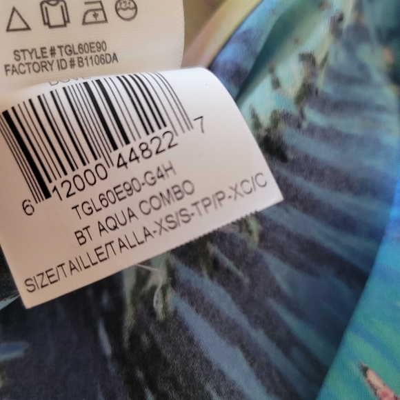 BCBGMAXAZRIA Dove Kaftan Swimsuit Cover Up Top Aqua Combo Caftan Flowy XS/S - Picture 10 of 10